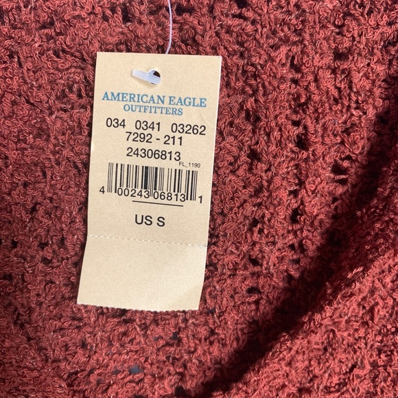 American Eagle NWT Hooded Crochet Pullover V-neck Sweater - Picture 3 of 12